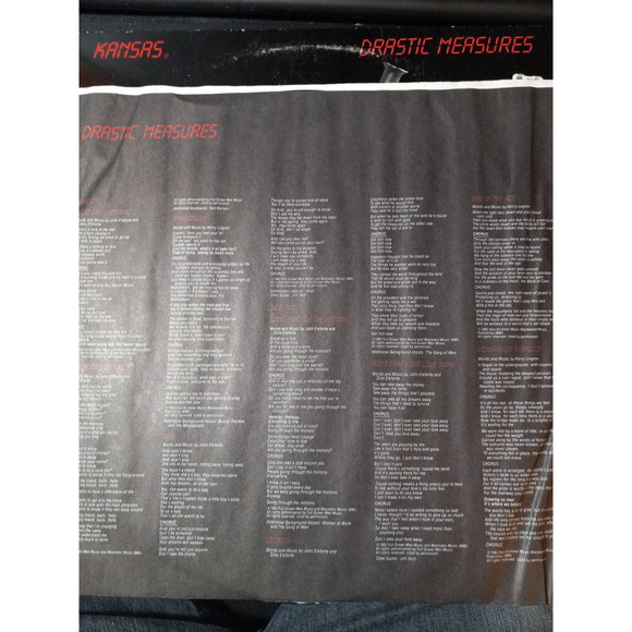 Kansas- Drastic Measures- Vinyl LP Records - Excellence Condition - Picture 3 of 5